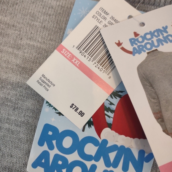 Rockin Around Christmas  Sweater dress Sheep Bell Gray Nordic Ugly Sweater XXL - Picture 12 of 13